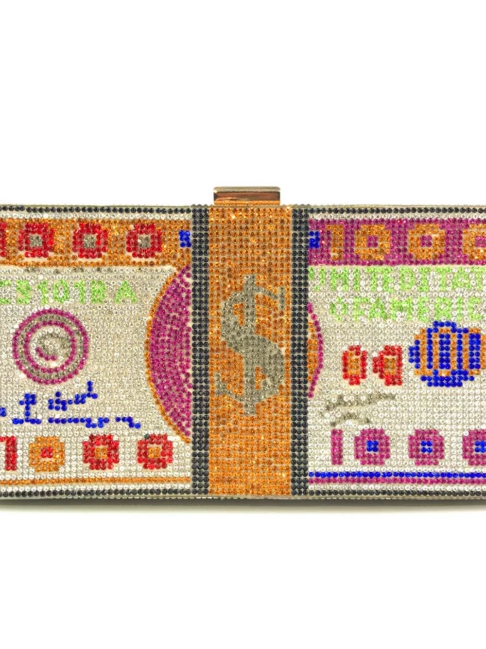 & Other Stories Jeweled Dollar Bill Clutch in Multicolor and Gold